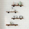 Gossi rafturi perete 4 buc. stejar fumuriu 40x10x1,5 cm lemn compozit