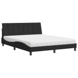 Cumpara ieftin Pat cu saltea, Hanko, negru, 160x200 cm, catifea