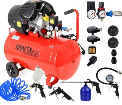 Compresor aer comprimat 100L 4CP 530L min 8bar + dezumidificator + kit scule pneumatice (KD1483+) foto