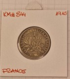 France Franta 1 Franc 1915, KM#844, Argint, Europa