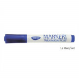 Cumpara ieftin Set 12 Markere DACO Albastre Pentru Tabla Magnetica, Varf 3 mm, Marker, Marker Albastru, Markere Albastre, Marker cu Cerneala Albastra, Marker Neperma