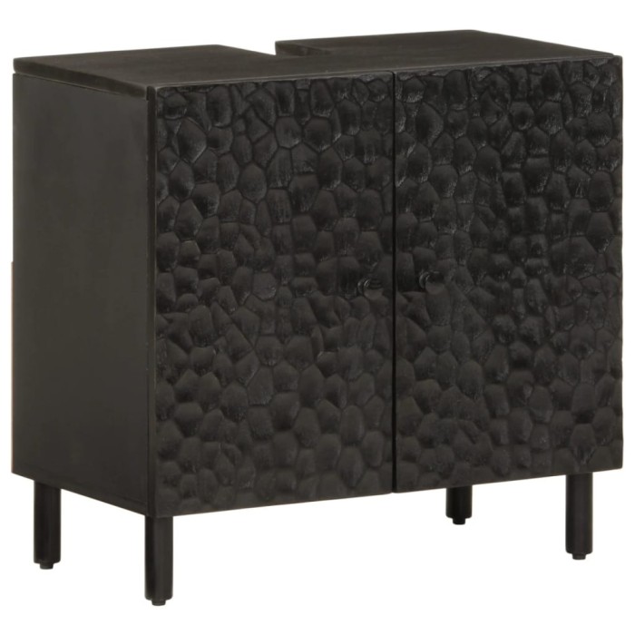 vidaXL Dulap chiuveta de baie, negru, 62x33x58 cm, lemn masiv de mango