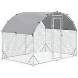 PawHut Țarc pentru Găini de Exterior, 2.8x2x2m Țarc din Oțel Zincat cu Acoperiș Impermeabil Anti-UV și Sistem de Blocare, pentru 4-6 Găini, Animale Mi
