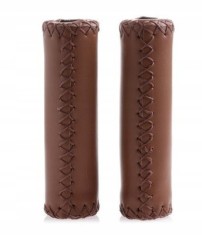 Set 2 mansoane bicicleta G008 din piele, culoare maro, dopuri capeti incluse Cod:A398