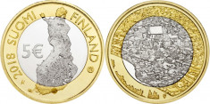 Finlanda moneda bimetal 5 euro 2018 UNC in capsula - Regiunea Porvoonjoki foto