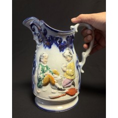 Jucătorii de cărți - Carafă din Majolica perioada victoriană - mascaron - cca. 1880
