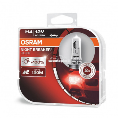 Set 2 becuri Osram H4 Night Breaker Silver (+100% lumina) 12V 60/55W 64193NBS-HCB foto