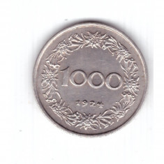 Moneda Austria 1000 kronen/coroane 1924, stare foarte buna, curata