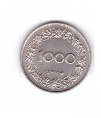 Moneda Austria 1000 kronen/coroane 1924, stare foarte buna, curata foto