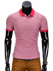 Tricou barbati polo, roz simplu, slim fit, casual - S847 foto