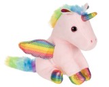 Unicorn din plus, in pozitia asezat, cu coada si coama multicolor, 12X9x15 cm, ConceptSeller