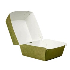 Set 100 Cutii pentru Hamburger, 130x130x110 mm, Carton GC1 Kraft, 290 g/m? foto