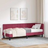 Cumpara ieftin Cadru de pat colțar cu saltea bordo 80 x 200 cm Catifea