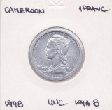 Moneda Camerun 1 Franc 1948 - KM#8 UNC ( in holder - vezi descriere )