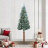 VidaXL Brad de Crăciun subțire cu 300 LED Verde și alb 210 cm 3394919