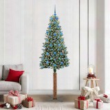 VidaXL Brad de Crăciun subțire cu 300 LED Verde și alb 210 cm 3394919