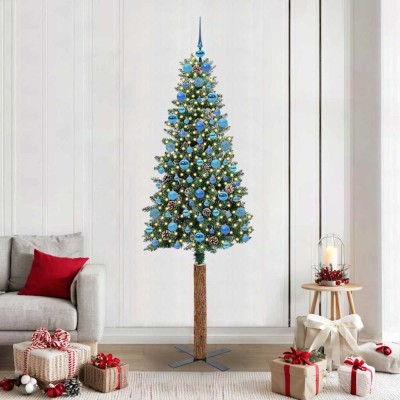 vidaXL Brad de Crăciun subțire cu 300 LED Verde și alb 210 cm 3394919 foto