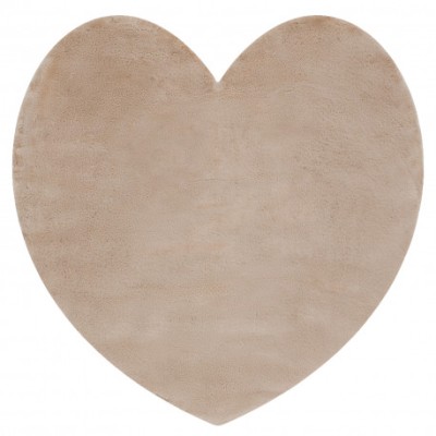 Covor lavabil modern SHAPE 3105 inima shaggy - bej, antiderapant, 80x80 cm foto