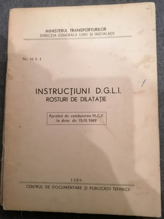 Instructiuni D.G.L.I - Rosturi de dilatatie - 1969 . Nr10 . L1