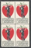 SUA 1966 - Folclor american, Johnny Appleseed, mar, bloc de 4 neuzat