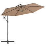 Umbrela suspendata cu stalp din aluminiu, 300 cm, gri taupe GartenMobel Dekor, vidaXL