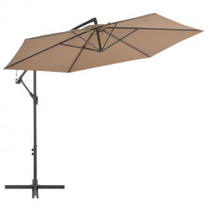 Umbrela suspendata cu stalp din aluminiu, 300 cm, gri taupe GartenMobel Dekor