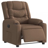 vidaXL Fotoliu rabatabil electric, maro, material textil