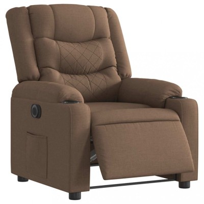 vidaXL Fotoliu rabatabil electric, maro, material textil foto