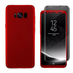 Husa protectie 360 fata + spate + folie silicon Samsung Galaxy S8 , Rosu