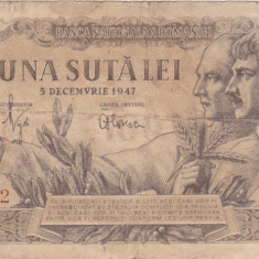 ROMANIA 100 LEI 5 DECEMBRIE 1947 aF FILGRAN BNR ORIZONTAL