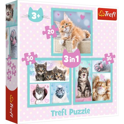 PUZZLE TREFL 3IN1 PISICUTELE DRAGALASE foto