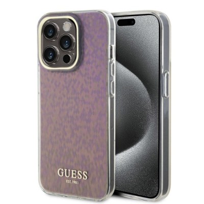 Husa pentru iPhone 15 Pro - Guess Hardcase IML Faceted Mirror Disco Iridescent (GUHCP15LHDECMP) - Pink foto