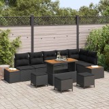 vidaXL Set de canapele pentru grădină 10 pcs Negru poliratan 3362939
