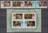 Samoa 1974 - Crăciun - Picturi de Rubens, Titian, Lotto, Sebastiano, Serie + Colita, MNH