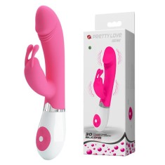 Vibrator iepuras Pretty Love, stimulare vaginala si clitoridiana, 30 vibratii, roz, [ 20,5 cm x 3,4 cm ]#