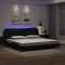 Cadru de pat cu lumini LED, negru, 200x200 cm, piele ecologică