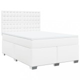 Cumpara ieftin Pat box spring cu saltea, alb, 140x190 cm, piele ecologica