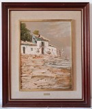 Pictura in ulei pe tabla, Casa la Plaja, semnata, Marine, Impresionism