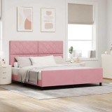 Cumpara ieftin Pat cu arcuri cu headboard Roz 180 x 200 cm Catifea
