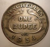 J.267 SEYCHELLES COLONIE BRITANICA ELIZABETH II 1 ONE RUPEE RUPIE 1954