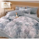 Cumpara ieftin Lenjerie Fluffy Super Pufoasa 6 Piese, Gri Deschis Pestrit- JO480