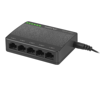 Switch Lanberg 41567, cu 5 porturi Fast Ethernet RJ-45 10 100 Mbps, 5V, racire pasiva, negru foto