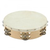 Cumpara ieftin Tamburina Dubla IdeallStore, Lemn, 20cm, Bej, Instrument Muzical Percutie, 2 Randuri Zurgalai, Unisex, Copii 5 Ani+
