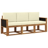 vidaXL Set de canapele de exterior cu pernă 3 pcs Natural și Crem 3384941