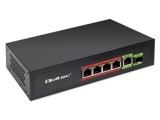 Switch Ethernet QOLTEC 52296, 5 porturi RJ45 + 1 port SFP, IEC C13, negru