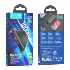 Baterie externa, 10000mAh, cu doua porturi USB-A, alimentare MicroUSB si USB-C foto