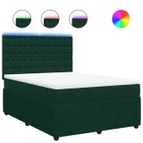 Cumpara ieftin Pat box spring cu saltea, verde inchis, 160x200 cm, catifea