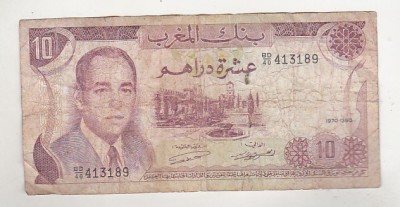 bnk bn Maroc 10 Dirhams 1970 circulata foto