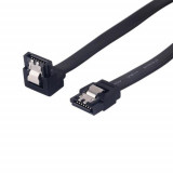 Cablu de conectare cu un conector in linie dreapta si unul inclinat Lanberg, SATA Data II mama/mama 6GB/S , 0.5 m, Negru