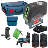 Bosch GCL 2-50 CG + 1600A019R8 - Nivela laser cu linii si puncte 2 linii laser 20 m valiza speciala + Set 2 acumulatori si incarcator Li-Ion 12 V 2 Ah